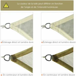 OUTSUNNY Voile D'ombrage Carré 3 X 3 M Polyéthylène Haute Densité Résistant Aux UV Coloris Sable -Promos Jardin Lumi Magasin 25008648 5