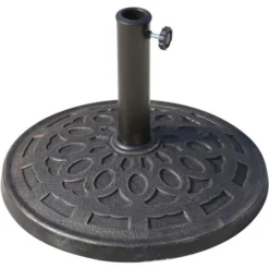 OUTSUNNY Pied De Parasol Base De Lestage Parasol Rond Résine Imitation Fonte Motif Rosace Ø 49 Cm Poids Net 12 Kg Bronze -Promos Jardin Lumi Magasin 25008659 4