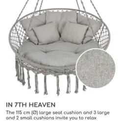 Siège Suspendu - Blumfeldt Ischia - Chaise De Jardin - 115 Cm (Ø) - Résistant Au UV - Fauteil De Jardin - Charge 300 Kg - Gris -Promos Jardin Lumi Magasin 28292209 4