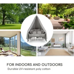 Siège Suspendu - Blumfeldt Ischia - Chaise De Jardin - 115 Cm (Ø) - Résistant Au UV - Fauteil De Jardin - Charge 300 Kg - Gris -Promos Jardin Lumi Magasin 28292209 5