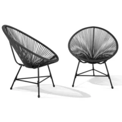 Salon De Jardin IZMIR Table Et 2 Fauteuils Oeuf Cordage Noir -Promos Jardin Lumi Magasin 28908918 5