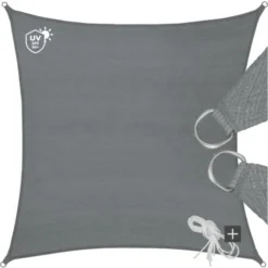 Voile D'ombrage Carrée, Gris - Toile Solaire, Toile D´ombrage, Voile Solaire - 300 X 300 Cm