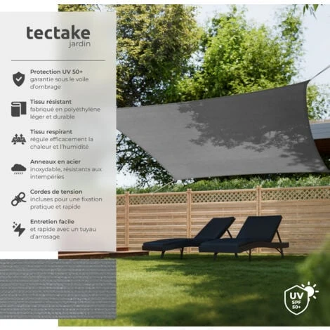 Voile D'ombrage Carrée, Gris - Toile Solaire, Toile D´ombrage, Voile Solaire - 300 X 300 Cm 2 Voile D'ombrage Carrée, Gris - Toile Solaire, Toile D´ombrage, Voile Solaire - 300 X 300 Cm – Image 2