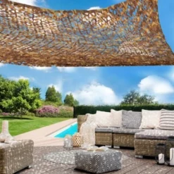 Voile D'ombrage Rectangulaire Design Ombrière Camouflage 3x4 M Treillis Taupe -Promos Jardin Lumi Magasin 29549256 5