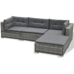 Salon De Jardin 6 Pcs Avec Coussins Résine Tressée Gris VidaXL -Promos Jardin Lumi Magasin 2963603 5