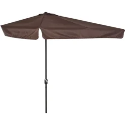 OUTSUNNY Demi Parasol - Parasol De Balcon 5 Entretoises Métal Dim. 2,3L X 1,3l X 2,49H M Polyester Haute Densité Chocolat
