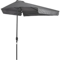 OUTSUNNY Demi Parasol - Parasol De Balcon 5 Entretoises Métal Dim. 2,3L X 1,3l X 2,49H M Polyester Haute Densité Gris