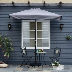 OUTSUNNY Demi Parasol - Parasol De Balcon 5 Entretoises Métal Dim. 2,3L X 1,3l X 2,49H M Polyester Haute Densité Gris -Promos Jardin Lumi Magasin 29675705 4