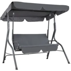 Balancelle De Jardin Avec Toit Réglable Max. 200kg Cadre Acier Couleur Au Choix Anthracite