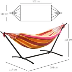OUTSUNNY Hamac De Jardin Avec Support En Métal époxy Hamac Sur Pied 1 Place Charge Max. 120 Kg Sac Transport Rouge -Promos Jardin Lumi Magasin 30108385 3