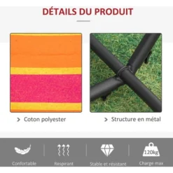 OUTSUNNY Hamac De Jardin Avec Support En Métal époxy Hamac Sur Pied 1 Place Charge Max. 120 Kg Sac Transport Rouge -Promos Jardin Lumi Magasin 30108385 5