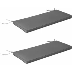 OUTSUNNY Coussins De Banc De Jardin Déhoussables - Coussins Balancelle - Lot De 2 - Dim. 120L X 50l Cm - Rembourrage 5 Cm - Cordons D'attache - Polyester Gris