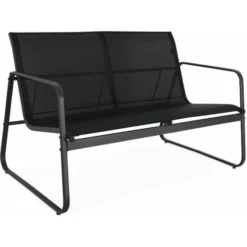 Salon De Jardin En Métal Et Textilène Pour 4 Personnes. Gris Foncé Et Noir. Design -Promos Jardin Lumi Magasin 30154426 4