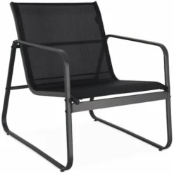 Salon De Jardin En Métal Et Textilène Pour 4 Personnes. Gris Foncé Et Noir. Design -Promos Jardin Lumi Magasin 30154426 5