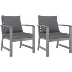 Chaises De Jardin 2 Pcs Avec Coussins Gris Foncé Bois D'acacia VidaXL