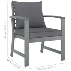Chaises De Jardin 2 Pcs Avec Coussins Gris Foncé Bois D'acacia VidaXL -Promos Jardin Lumi Magasin 30512872 3