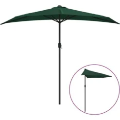 Parasol De Balcon Avec Mât En Aluminium Vert 270x135 Cm Demi 6 Parasol De Balcon Avec Mât En Aluminium Vert 270x135 Cm Demi -Promos Jardin Lumi Magasin 30669761 2