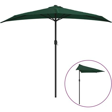 Parasol De Balcon Avec Mât En Aluminium Vert 270x135 Cm Demi 2 Parasol De Balcon Avec Mât En Aluminium Vert 270x135 Cm Demi – Image 2