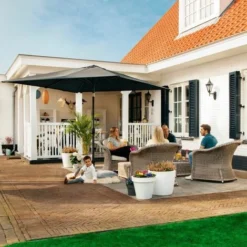 Parasol Inclinable Carré 2,8x2,8m - Voile Protection UV Indice 50+ - Housse De Protection - Anthracite/noir -Promos Jardin Lumi Magasin 30857732 3