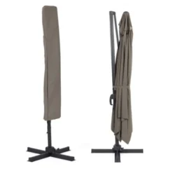 Parasol Déporté Rotatif 360 CALVI Taupe 3x4 M Avec Housse -Promos Jardin Lumi Magasin 30950808 3