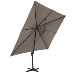 Parasol Déporté Rotatif 360 CALVI Taupe 3x4 M Avec Housse -Promos Jardin Lumi Magasin 30950808 4