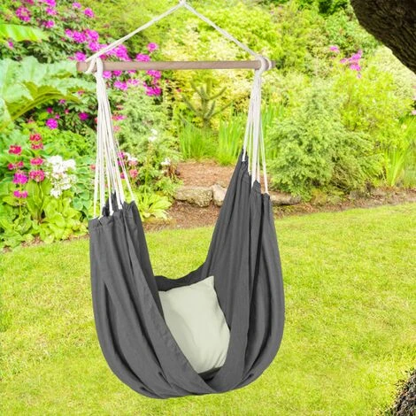 Hamac Siège Suspendu Avec Toile Gris Anthracite 2 Hamac Siège Suspendu Avec Toile Gris Anthracite – Image 2