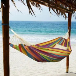 Relaxdays Hamac 300kg, 2 Personnes, Jardin Extérieur, Suspendu, Intérieur, Coton, Transportable, 150x272 Cm, Multicolore -Promos Jardin Lumi Magasin 31794340 3