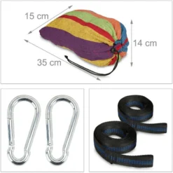 Relaxdays Hamac 300kg, 2 Personnes, Jardin Extérieur, Suspendu, Intérieur, Coton, Transportable, 150x272 Cm, Multicolore -Promos Jardin Lumi Magasin 31794340 5