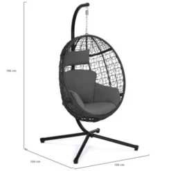 Fauteuil Oeuf Suspendu Ajouré Gris Avec Coussin Gris -Promos Jardin Lumi Magasin 32168679 5