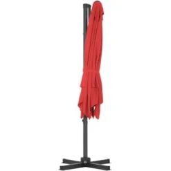 Parasol De Terrasse Déporté Excentré Rond Rotatif Jardin Manivelle Rouge Ø 250cm -Promos Jardin Lumi Magasin 32804010 5