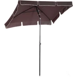 OUTSUNNY Parasol Rectangulaire Inclinable Alu Acier Polyester Haute Densité DiamÚtre 2 M Chocolat
