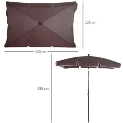 OUTSUNNY Parasol Rectangulaire Inclinable Alu Acier Polyester Haute Densité Diamètre 2 M Chocolat -Promos Jardin Lumi Magasin 3303815 3