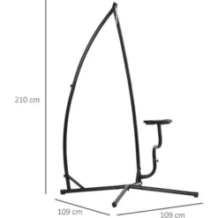 OUTSUNNY Support Pour Fauteuil Suspendu - Pied Fauteuil Suspendu - Tablette Réglable Incluse - Charge Max. Recommandée 120 Kg -Promos Jardin Lumi Magasin 33764944 3