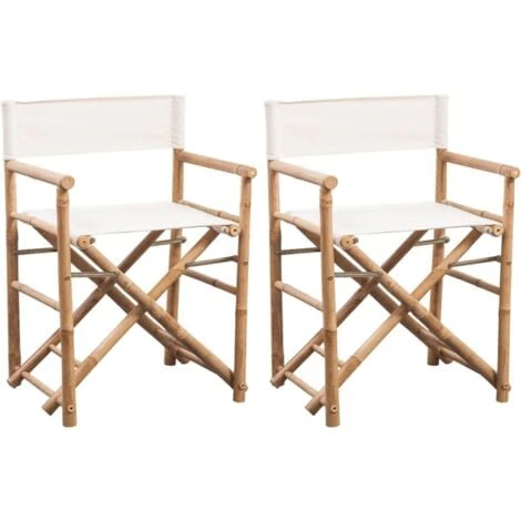 Chaise Pliable 2 Pcs Bambou Et Toile VidaXL 1 Chaise Pliable 2 Pcs Bambou Et Toile VidaXL