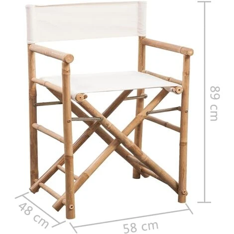Chaise Pliable 2 Pcs Bambou Et Toile VidaXL 3 Chaise Pliable 2 Pcs Bambou Et Toile VidaXL – Image 3