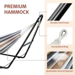 Hamac, Lit Suspendu, Marron, Avec Support Type-H, Brésilien, Coton, Capacité: Pour 2 Personnes -Promos Jardin Lumi Magasin 35074724 5