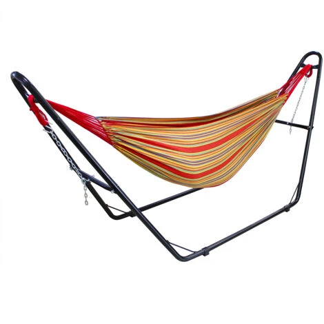 Hamac, Lit Suspendu, Rouge, Coton, Brésilien, Avec Support Type-H, Capacité: Pour 2 Personnes 1 Hamac, Lit Suspendu, Rouge, Coton, Brésilien, Avec Support Type-H, Capacité: Pour 2 Personnes