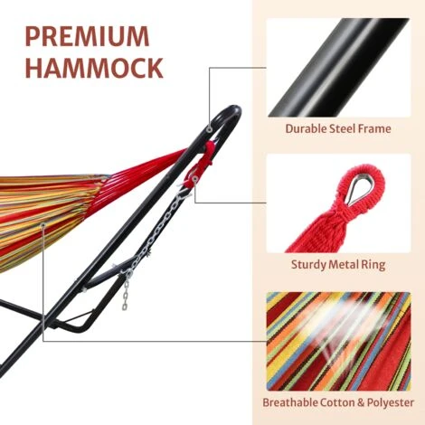 Hamac, Lit Suspendu, Rouge, Coton, Brésilien, Avec Support Type-H, Capacité: Pour 2 Personnes 2 Hamac, Lit Suspendu, Rouge, Coton, Brésilien, Avec Support Type-H, Capacité: Pour 2 Personnes – Image 2