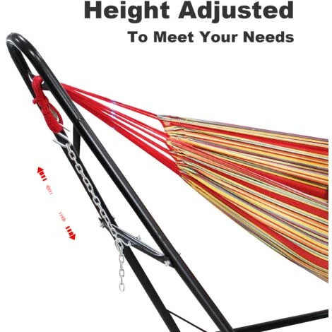 Hamac, Lit Suspendu, Rouge, Coton, Brésilien, Avec Support Type-H, Capacité: Pour 2 Personnes 3 Hamac, Lit Suspendu, Rouge, Coton, Brésilien, Avec Support Type-H, Capacité: Pour 2 Personnes – Image 3