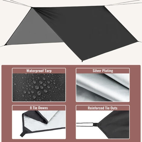 Hamac Avec Moustiquaire Et Bâche, 300 Kg Capacité De Charge, 260x140cm Hamac, 300×300 Cm Camping Bâche, Pour LRandonnée, Activités Extérieures (Orange/Noir) 4 Hamac Avec Moustiquaire Et Bâche, 300 Kg Capacité De Charge, 260x140cm Hamac, 300×300 Cm Camping Bâche, Pour LRandonnée, Activités Extérieures (Orange/Noir) – Image 4