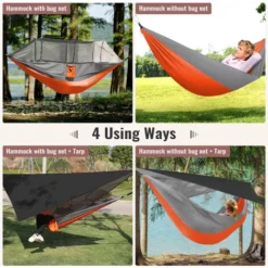 Hamac Avec Moustiquaire Et Bâche, 300 Kg Capacité De Charge, 260x140cm Hamac, 300×300 Cm Camping Bâche, Pour LRandonnée, Activités Extérieures (Orange/Noir) 9 Hamac Avec Moustiquaire Et Bâche, 300 Kg Capacité De Charge, 260x140cm Hamac, 300×300 Cm Camping Bâche, Pour LRandonnée, Activités Extérieures (Orange/Noir) -Promos Jardin Lumi Magasin 35074885 5