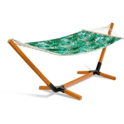 Hamac CUBA Support Bois Et Toile Motifs Tropicaux