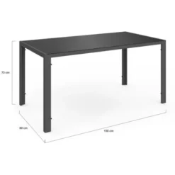 Salon De Jardin MADRID Table 150 CM Et 6 Chaises Empilables Gris Anthracite -Promos Jardin Lumi Magasin 36530984 5