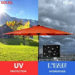 COSTWAY Parasol Inclinable Dia.300CM En Métal Toile Polyester Imperméable Avec Ouvertures D'Aération Pour Jardin,Terrasse Orange -Promos Jardin Lumi Magasin 36774747 4