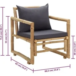 Chaises De Jardin Avec Coussins 2 Pcs Bambou VidaXL -Promos Jardin Lumi Magasin 36783425 3