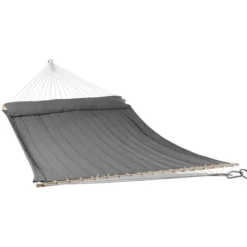 Hamac Matelassé Suspendu Gris Anthracite Avec Coussin Et Kit De Fixation