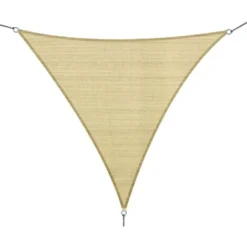 OUTSUNNY Voile D'ombrage Triangulaire Grande Taille 4 X 4 X 4 M Polyéthylène Haute Densité Résistant Aux UV Coloris Sable