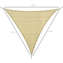 OUTSUNNY Voile D'ombrage Triangulaire Grande Taille 4 X 4 X 4 M Polyéthylène Haute Densité Résistant Aux UV Coloris Sable -Promos Jardin Lumi Magasin 3734715 3