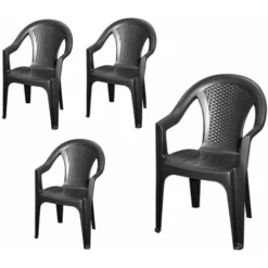 Lot De 4 - Chaise De Jardin Ischia - 042980260 - 4 Pièces - Couleur : Anthracite (DHL)