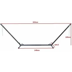 COSTWAY Support De Hamac En Métal 325 X 100 X 106 Cm Charge 150 KG Chaîne Réglable Avec Crochets Pour Intérieur Extérieur Noir -Promos Jardin Lumi Magasin 41379603 5